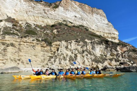 Guided kayak excursion in the Gulf of Cagliari